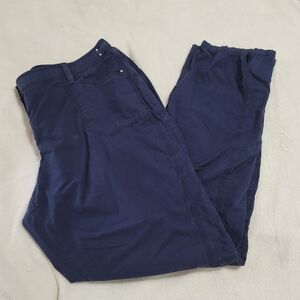 Womens Chicos Pants Navy Blue 2.5 Sz Large Office Casual Chino Cotton Blend
